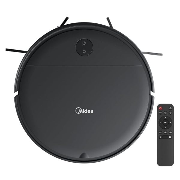 Midea I2A Robotic Vacuum Cleaner with Remote |Wet & Dry |BLDC Motor | 1200Pa Strong Suction | Anti Fall Function | Anti-Collision & Auto Return Charge Function, 110 Minutes, Black