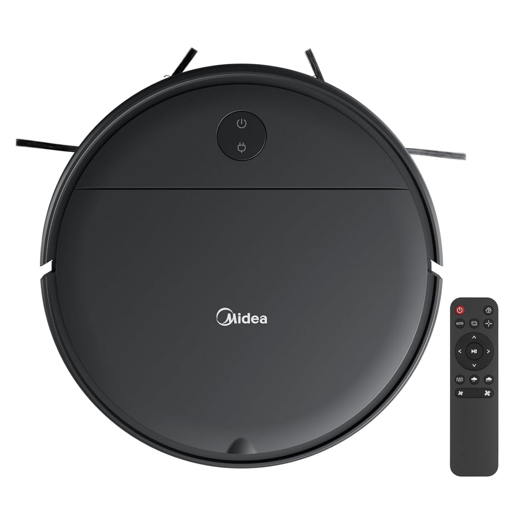 Midea I2A Robotic Vacuum Cleaner with Remote |Wet & Dry |BLDC Motor | 1200Pa Strong Suction | Anti Fall Function | Anti-Collision & Auto Return Charge Function, 110 Minutes, Black