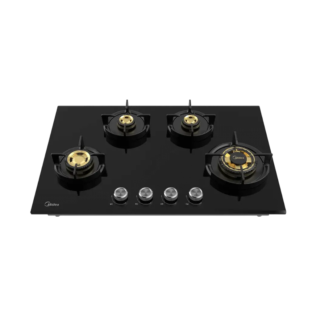 Midea Kitchen Built in Hob Semi Brass Series 4 Burner, Flame Failure Device, Auto Ignition MG80GF503CTD134B-IN