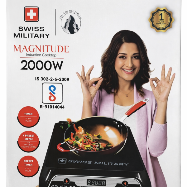 SWISS MILITARY 2000 W Induction Cooktop Touch Panel (Black, MAGNITUDEPLUS_IP03_BLK_2000WT)