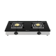 BAJAJ 2BRGS7 Glass Top 2 Burner Manual Gas Stove (Integrated SS Drip Tray, Black)